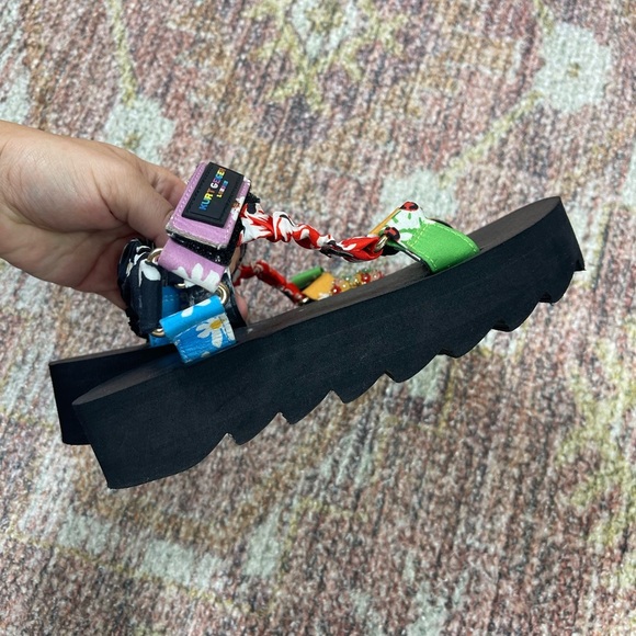 Kurt Geiger Mini Orion Platform Sandals Printed Straps Girls Size 3 - Picture 6 of 9